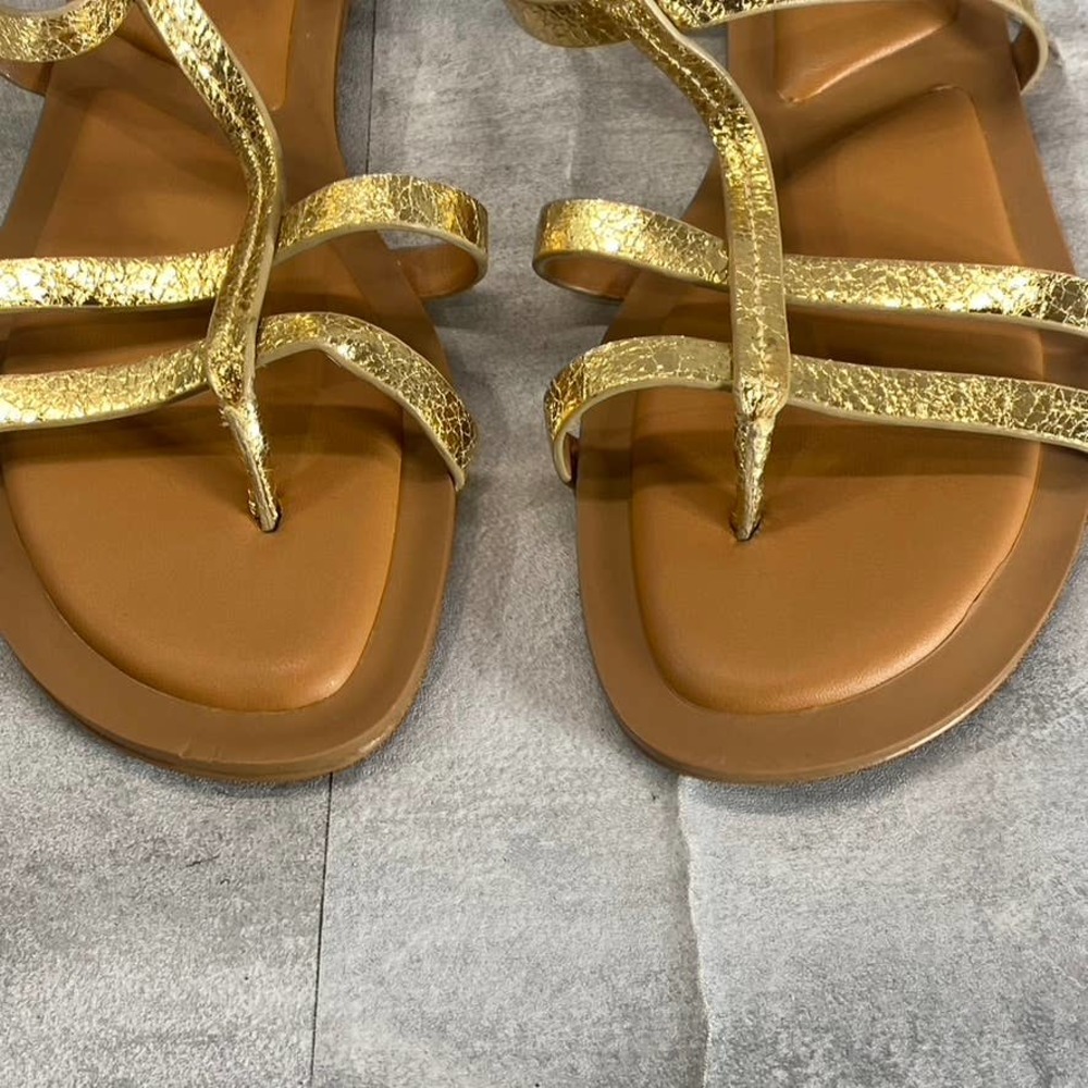 Sarto By Franco Sarto Women's Gold Gemelli Round-Toe Strappy Flat Sandals SZ 6.5 - Picture 6 of 11